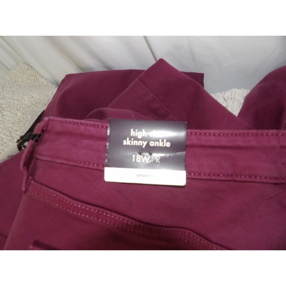 AVA & VIV Womens Magenta High Rise Stretch Skinny Ankle Jeans Size 24W - Picture 4 of 9